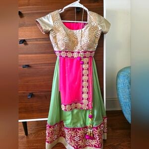 Elegant Pink and Green Indian Lehenga